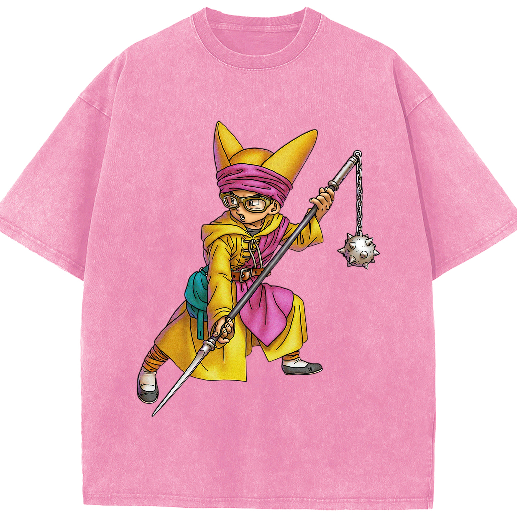 （画像用） ドラゴンクエスト Doragon Kuesuto Dragon Quest 綿100% ヴィンテージ風 半袖Tシャツ（フロントプリント）